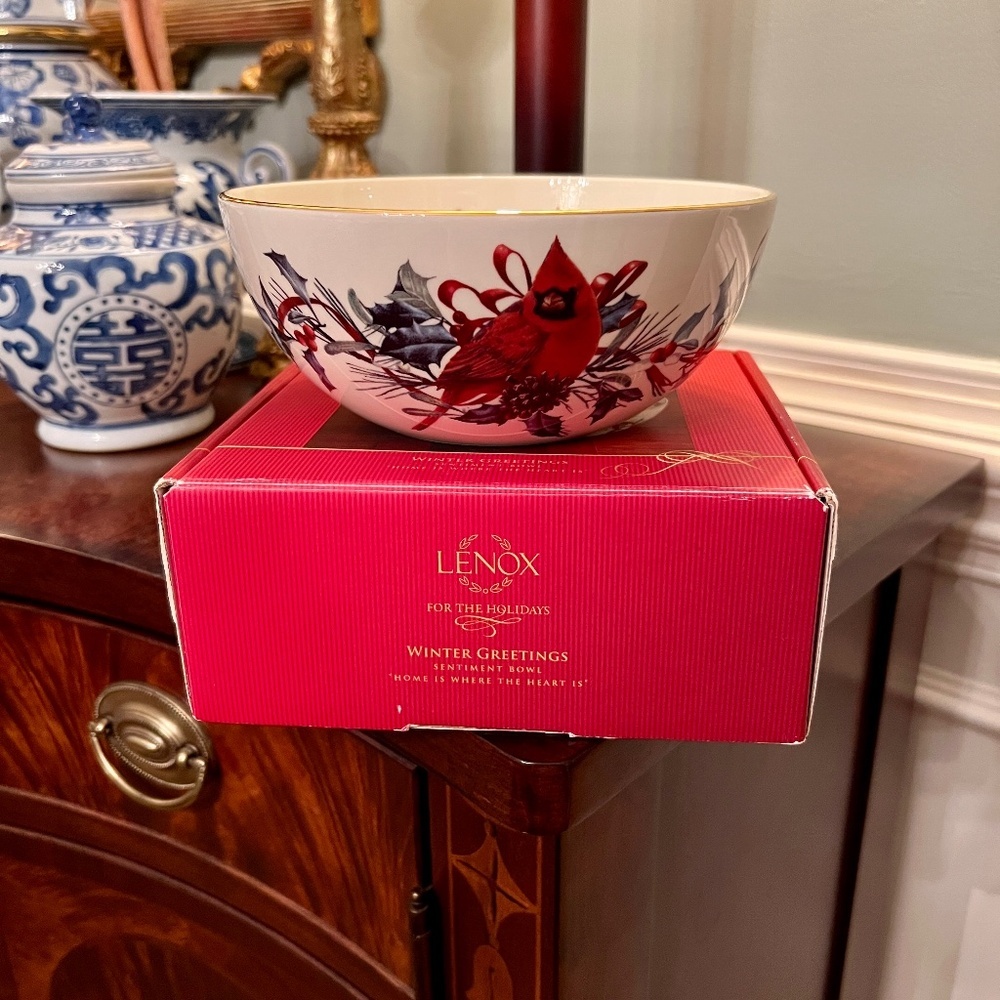 NIB Lenox Winter Greetings Sentiment Bowl